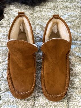 wonder nation Brown Faux Suede Fleece-Lined Moccasin Slippers